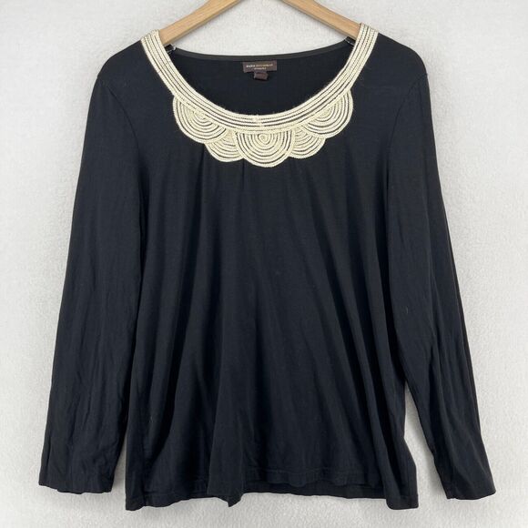 Dana Buchman Other - DANA BUCHMAN Pajama Top L INTIMATES Long Sleeve Sleep Lounge Cotton Blend Black